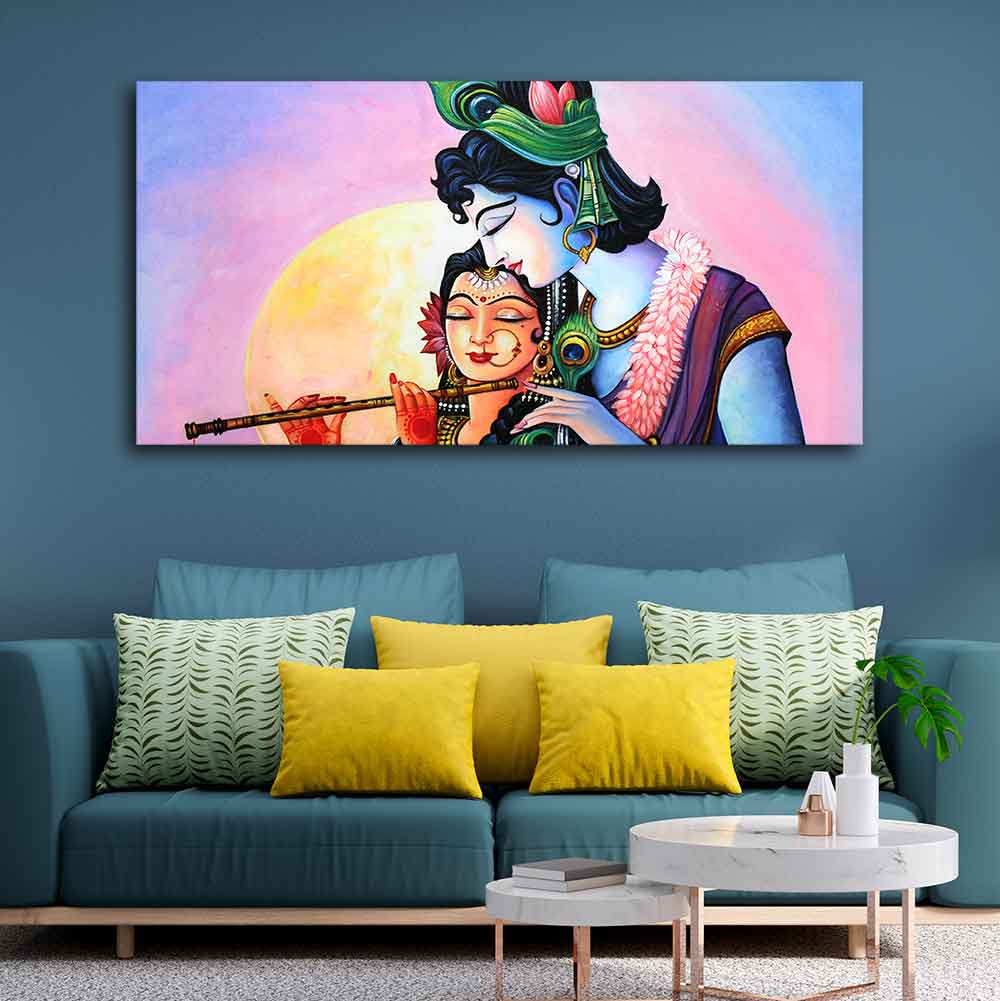 Colorful Wall Painting of Lord Radhe Krishna - Decor Smart