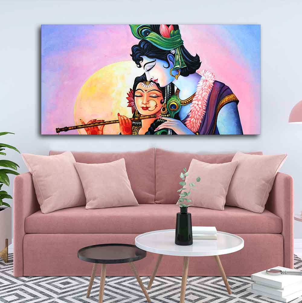 Colorful Wall Painting of Lord Radhe Krishna - Decor Smart