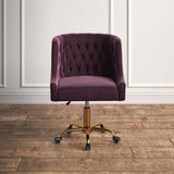 Comfort Tufted Back Magenta PU Foam Accent Chair with Golden Base - Decor Smart