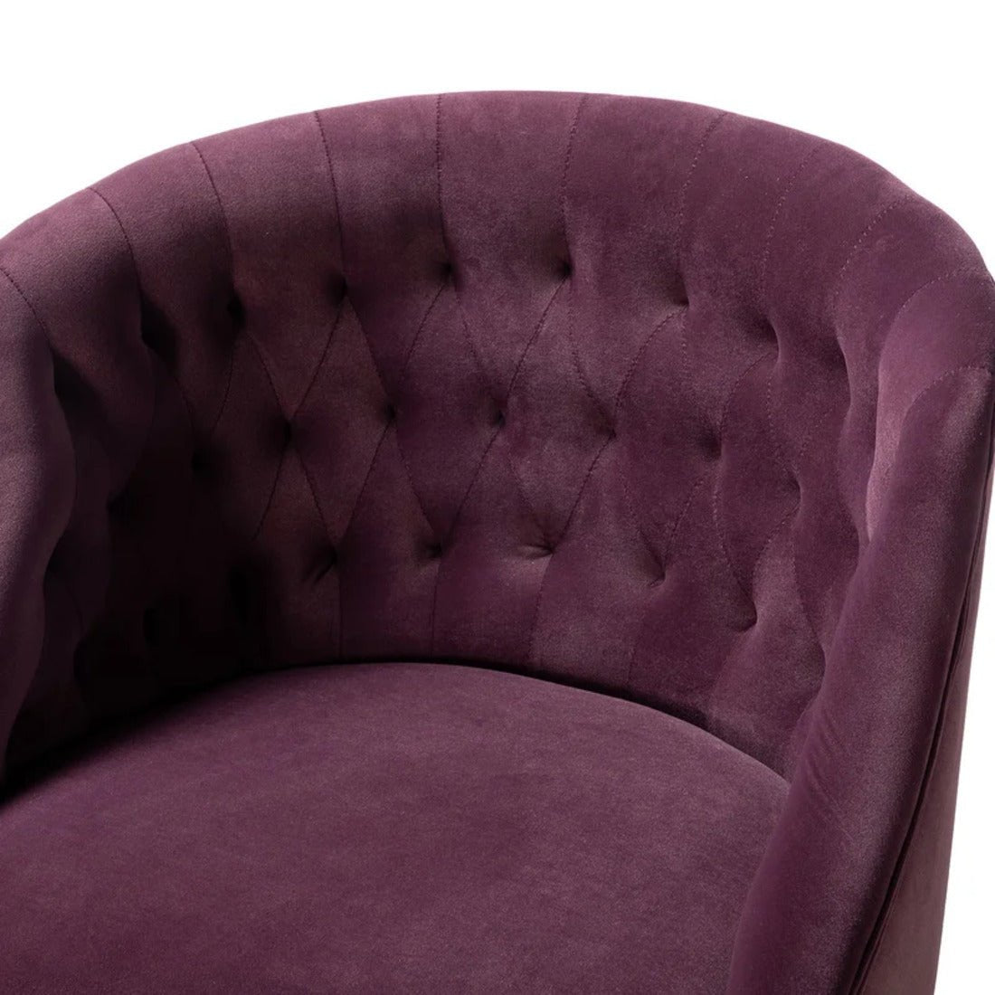 Comfort Tufted Back Magenta PU Foam Accent Chair with Golden Base - Decor Smart