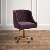 Comfort Tufted Back Magenta PU Foam Accent Chair with Golden Base - Decor Smart