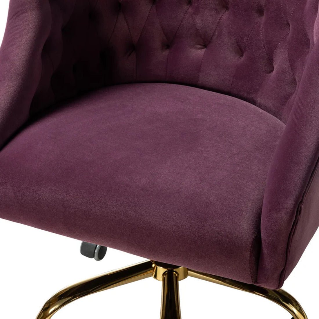 Comfort Tufted Back Magenta PU Foam Accent Chair with Golden Base - Decor Smart