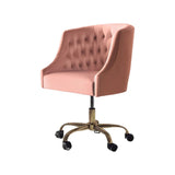 Comfort Tufted Back Pink PU Foam Accent Chair with Golden Base - Decor Smart
