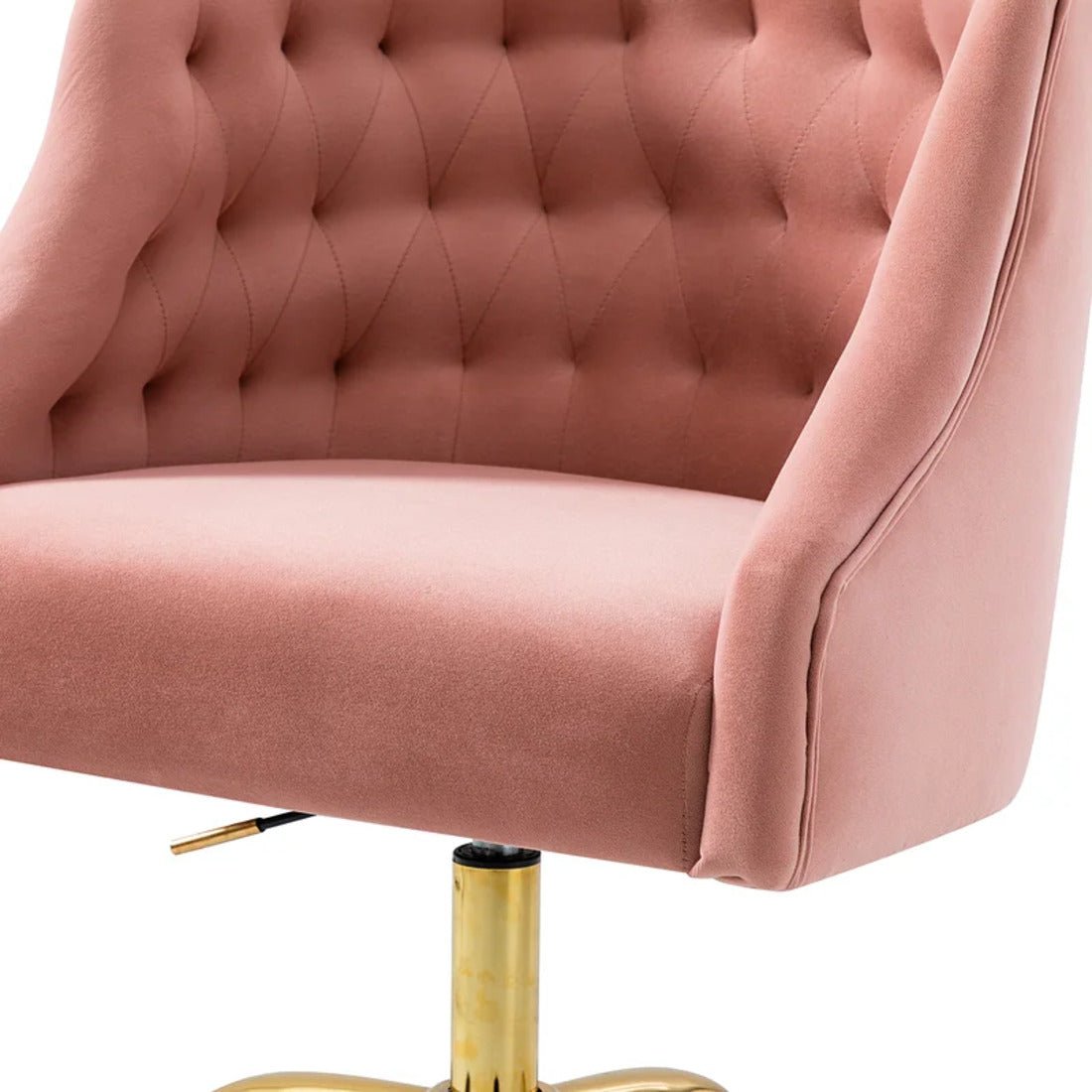 Comfort Tufted Back Pink PU Foam Accent Chair with Golden Base - Decor Smart