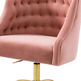 Comfort Tufted Back Pink PU Foam Accent Chair with Golden Base - Decor Smart