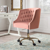 Comfort Tufted Back Pink PU Foam Accent Chair with Golden Base - Decor Smart
