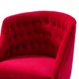 Comfort Tufted Back Red PU Foam Accent Chair with Golden Base - Decor Smart