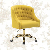 Comfort Tufted Back Yellow PU Foam Accent Chair with Golden Base - Decor Smart