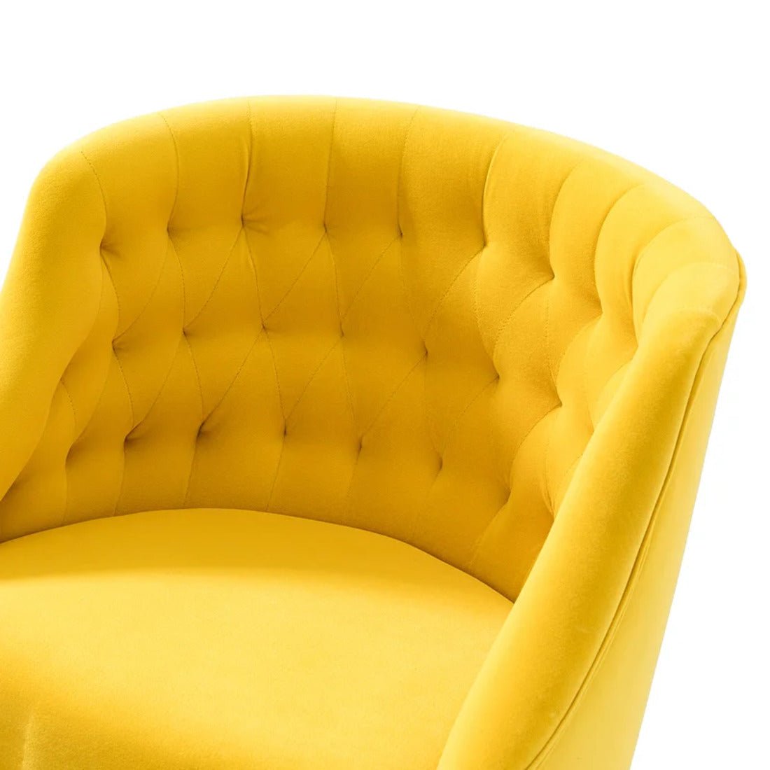 Comfort Tufted Back Yellow PU Foam Accent Chair with Golden Base - Decor Smart