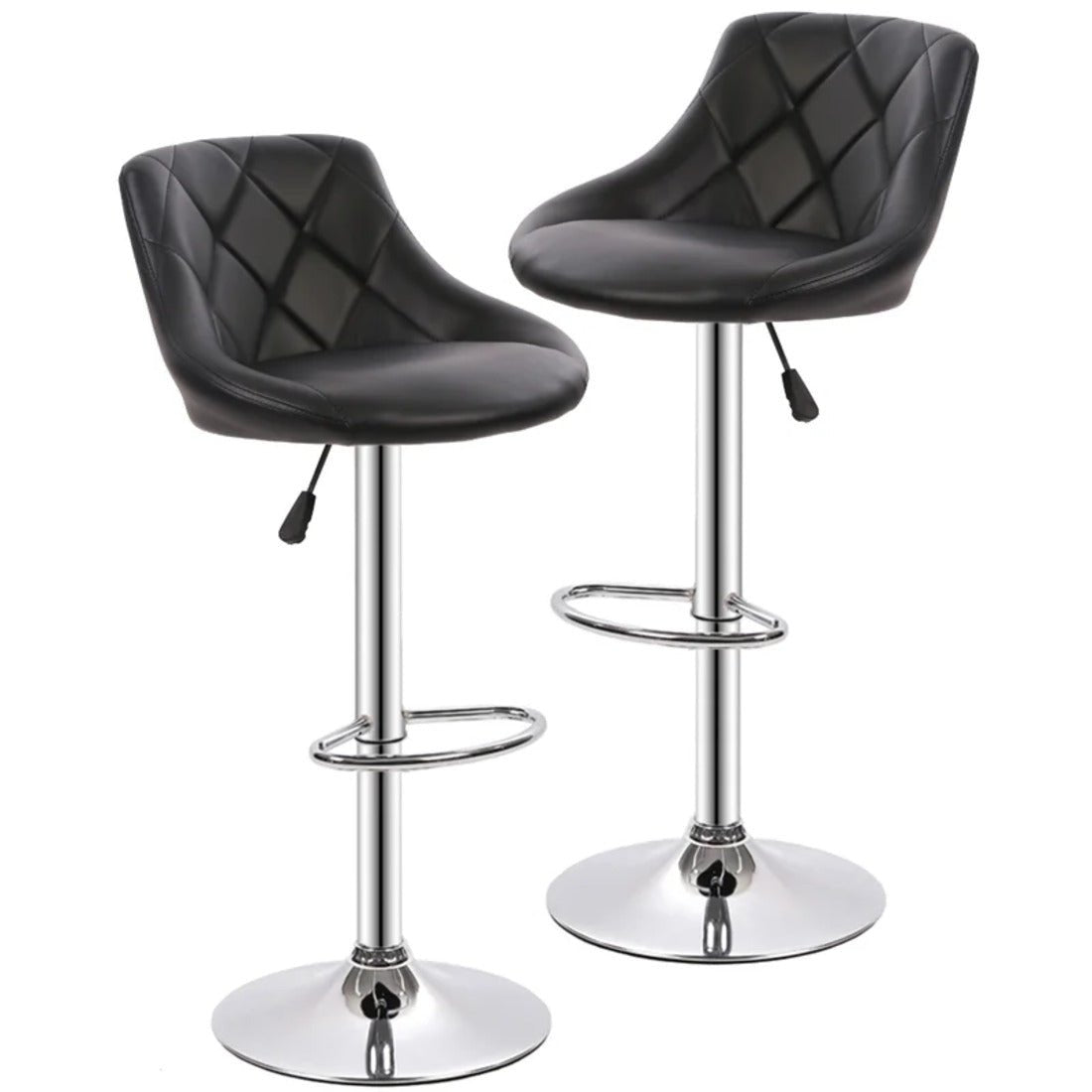 Comfy Back Rest Coral Black Leatherette Bar Stool / Long Chair - Decor Smart