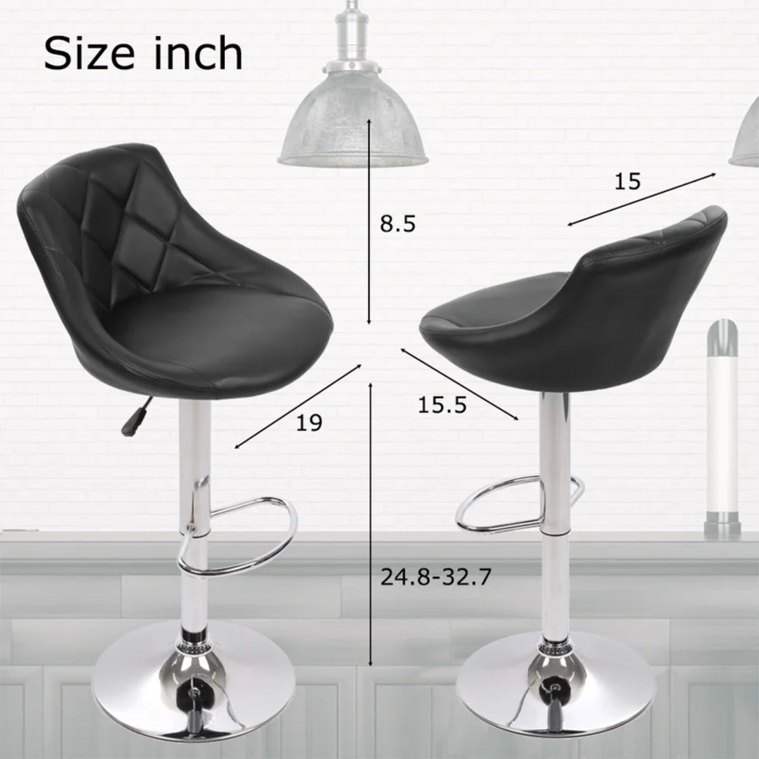 Comfy Back Rest Coral Black Leatherette Bar Stool / Long Chair - Decor Smart
