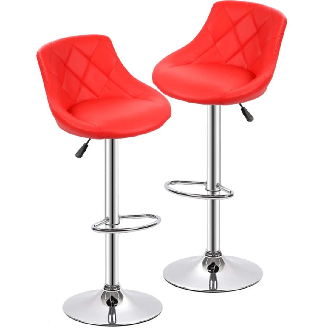 Comfy Back Rest Coral Red Leatherette Bar Stool / Long Chair - Decor Smart
