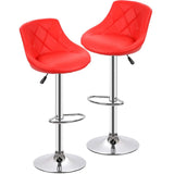Comfy Back Rest Coral Red Leatherette Bar Stool / Long Chair - Decor Smart