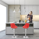 Comfy Back Rest Coral Red Leatherette Bar Stool / Long Chair - Decor Smart