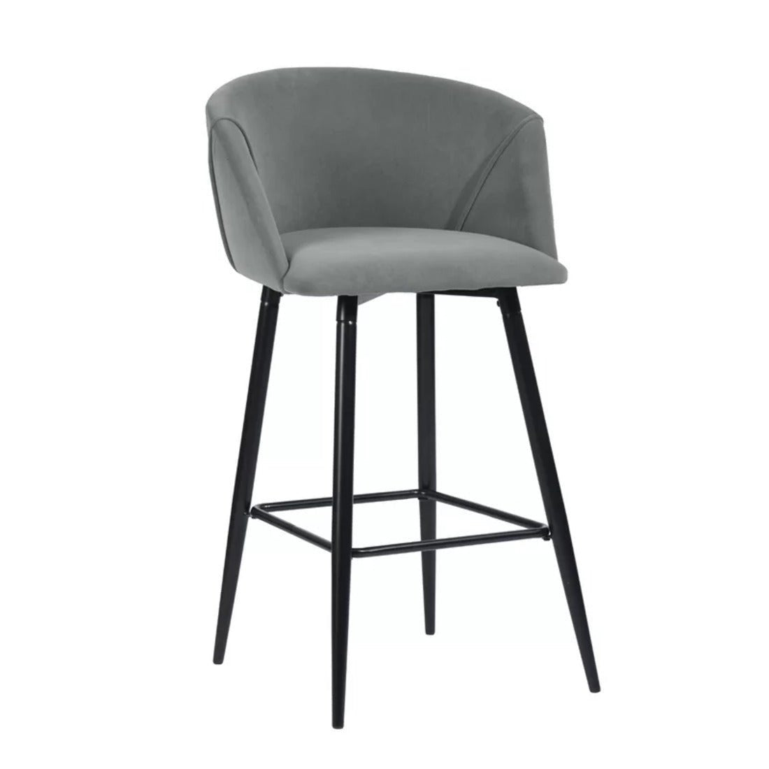 Comfy Luxurious Grey Velvet Counter Bar Chair / Long Chair - Decor Smart