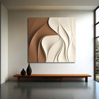 Contemporary 3D Wall Art Panel in Cream and Mocha Gradient
