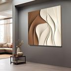 Contemporary 3D Wall Art Panel in Cream and Mocha Gradient