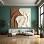 Contemporary 3D Wall Art Panel in Cream and Mocha Gradient