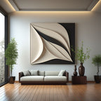 Contemporary 3D Wall Decor in Beige and Black Finish