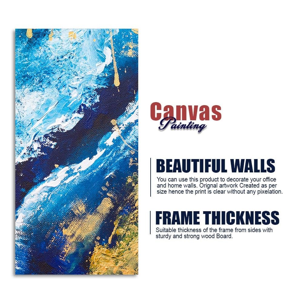 Contemporary Abstract Art Dark Blue Premium Canvas Wall Painting - Decor Smart