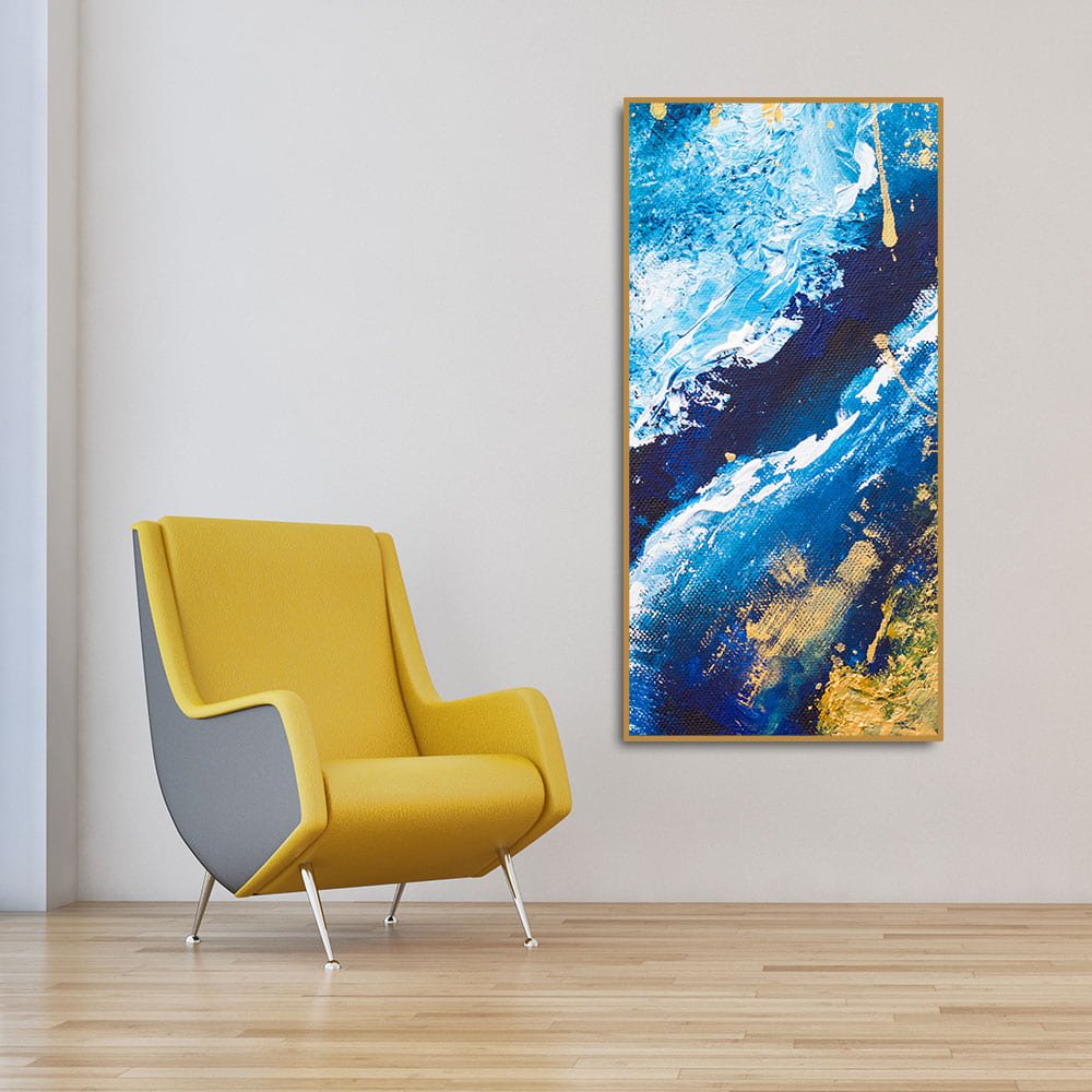Contemporary Abstract Art Dark Blue Premium Canvas Wall Painting - Decor Smart