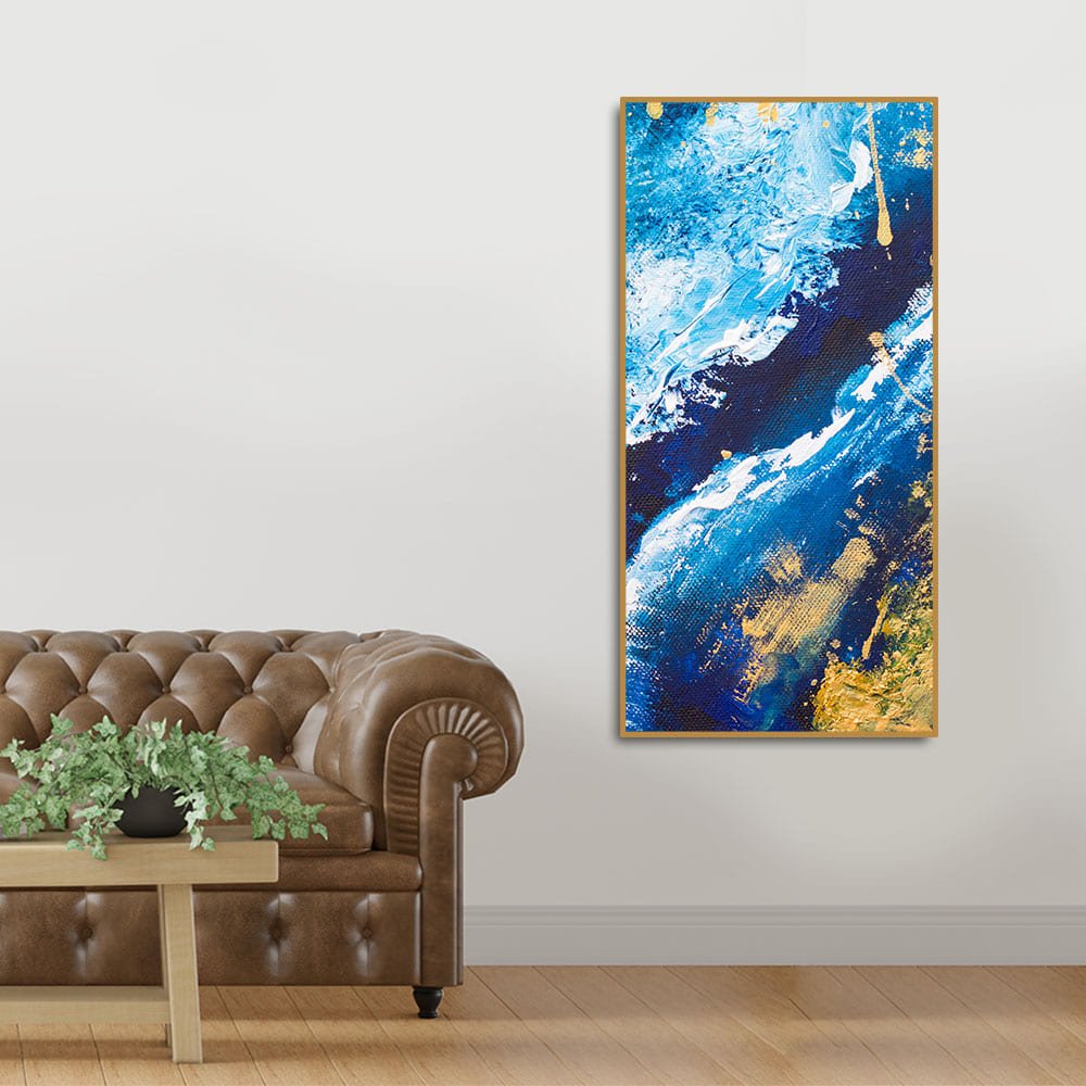 Contemporary Abstract Art Dark Blue Premium Canvas Wall Painting - Decor Smart
