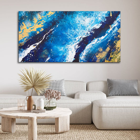 Contemporary Abstract Dark Blue Premium Canvas Wall Painting - Decor Smart