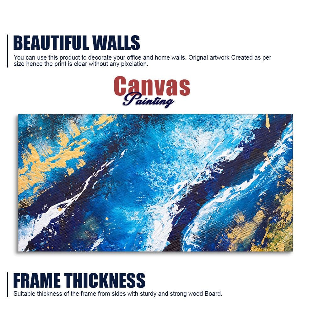 Contemporary Abstract Dark Blue Premium Canvas Wall Painting - Decor Smart
