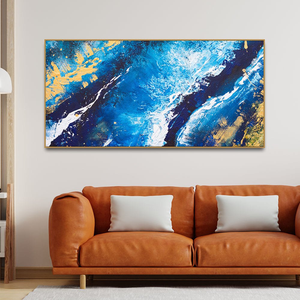 Contemporary Abstract Dark Blue Premium Canvas Wall Painting - Decor Smart