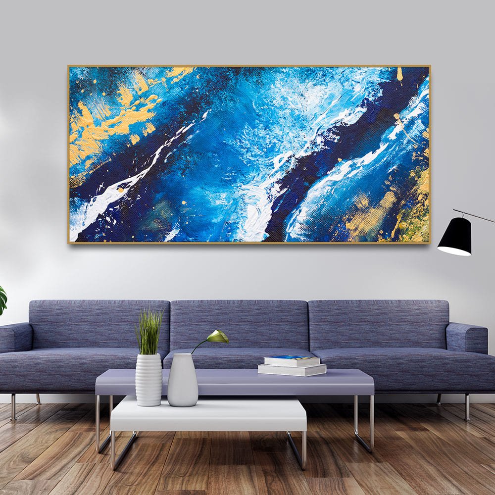 Contemporary Abstract Dark Blue Premium Canvas Wall Painting - Decor Smart