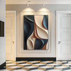 Contemporary Beige and Black 3D Wall Art for Living Room