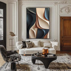 Contemporary Beige and Black 3D Wall Art for Living Room