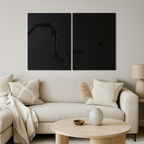 Contemporary Black Abstract River Design 3D Wall Art Home Decor