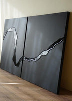 Contemporary Black Abstract River Design 3D Wall Art Home Decor