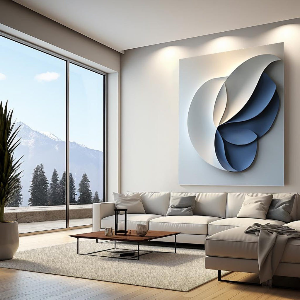 Contemporary Blue and White Petal 3D Wall Art Home Decor