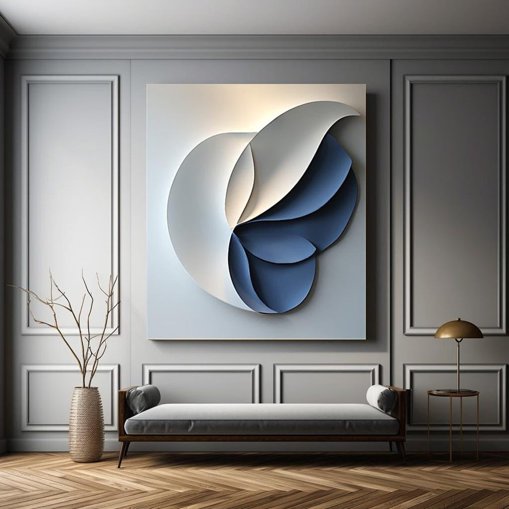 Contemporary Blue and White Petal 3D Wall Art Home Decor