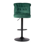 Contemporary Green Velvet Bar Stools with Matte Black Base
