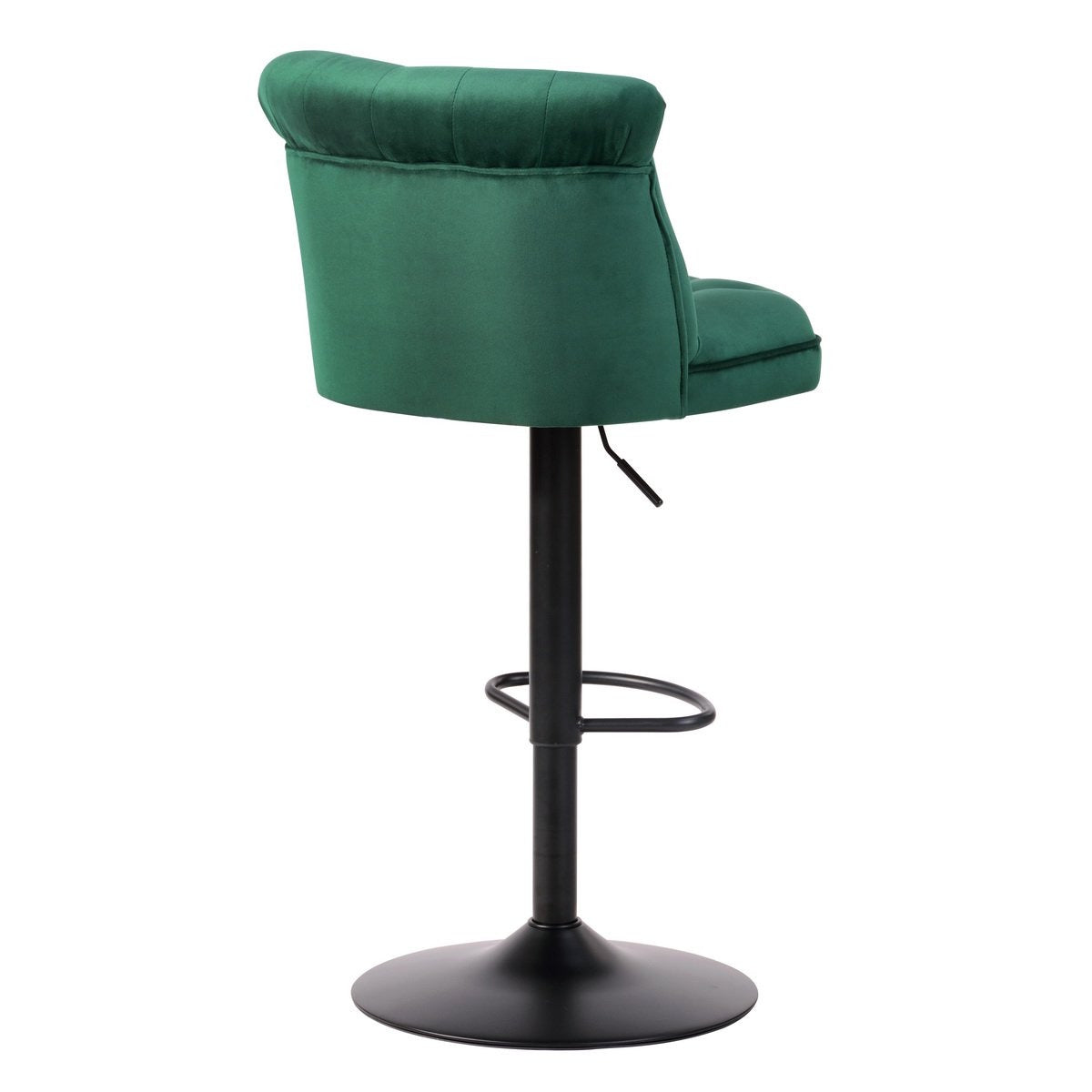 Contemporary Green Velvet Bar Stools with Matte Black Base