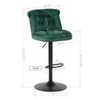 Contemporary Green Velvet Bar Stools with Matte Black Base