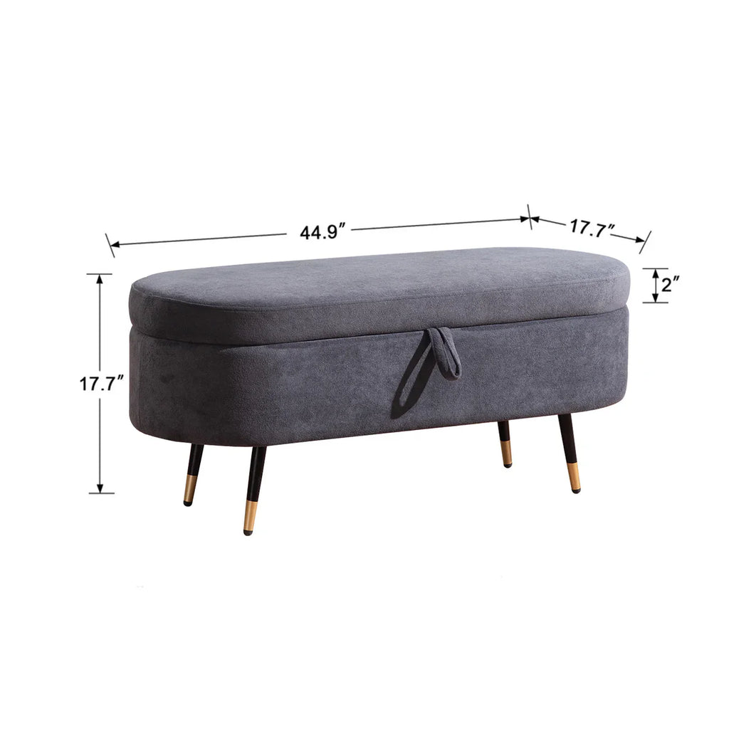 Contemporary Grey Bench with Storage and Designer Finish