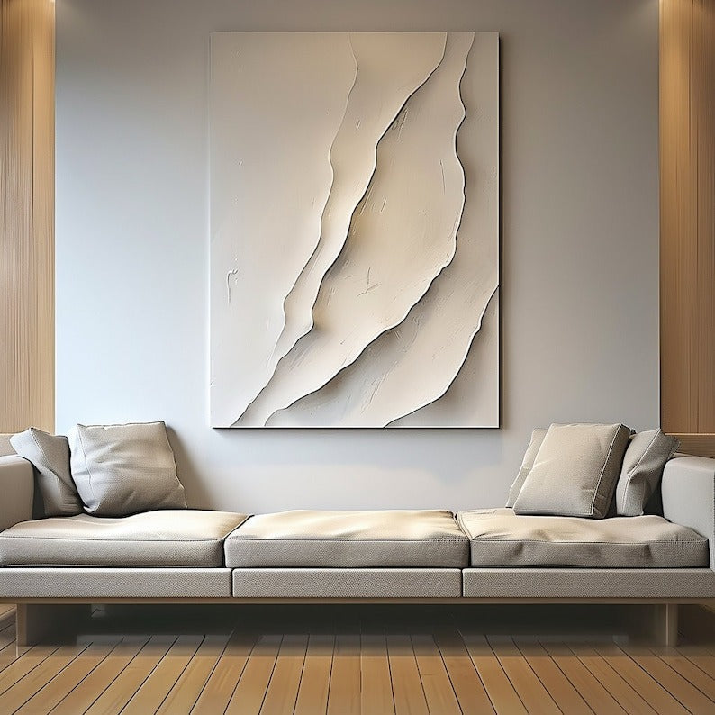Contemporary Layered Wall Art in Cream and Beige Tones