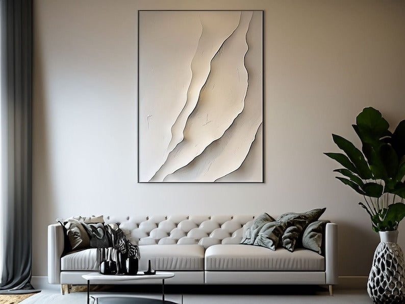 Contemporary Layered Wall Art in Cream and Beige Tones