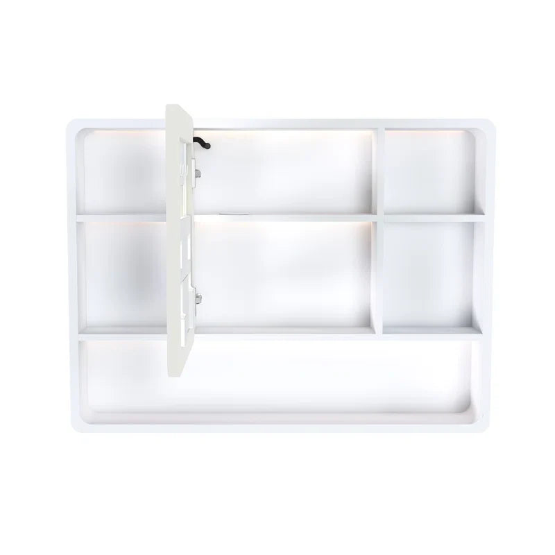 Contemporary LED Mirror with Display Storage and Touch Panel