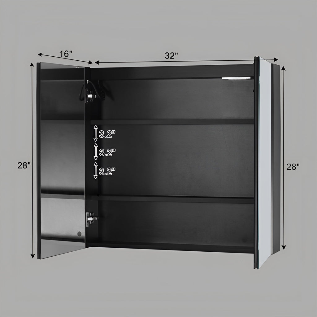 Contemporary LED Vanity Mirror Cabinet with Abstract Border Lighting