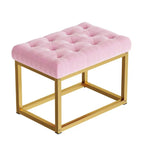 Contemporary Pink Velvet Ottoman Seat with Metal Frame Design