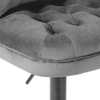 Contemporary Rich Grey Velvet Bar Stools with Matte Black Base