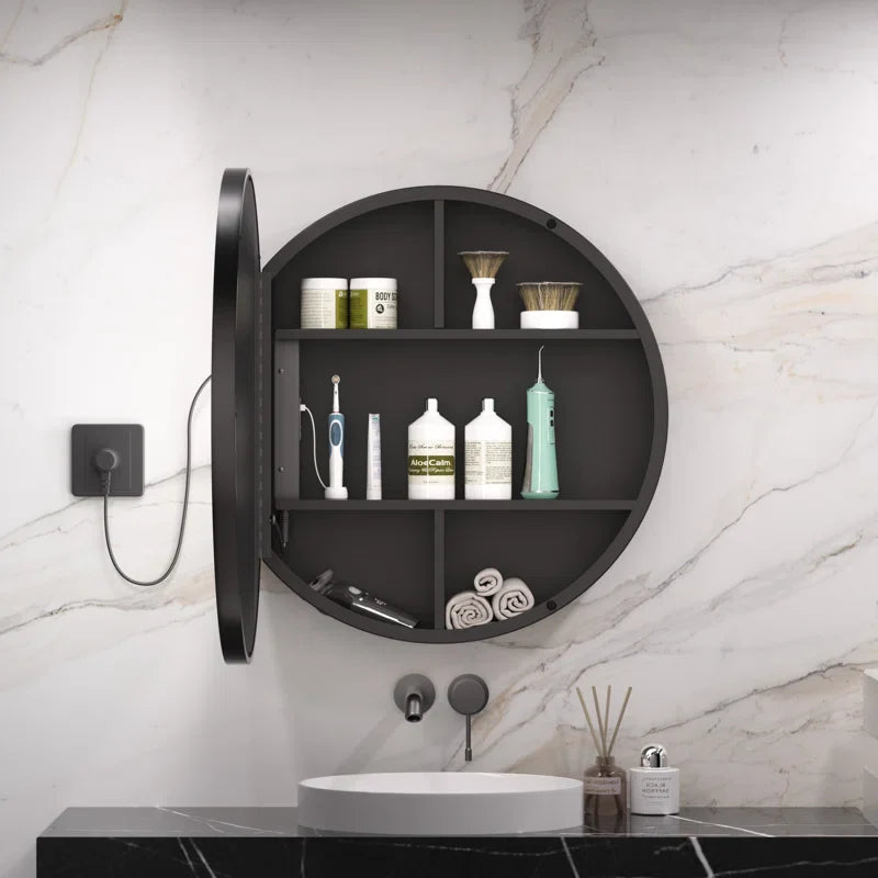 Contemporary Round LED Mirror with Wall Mount