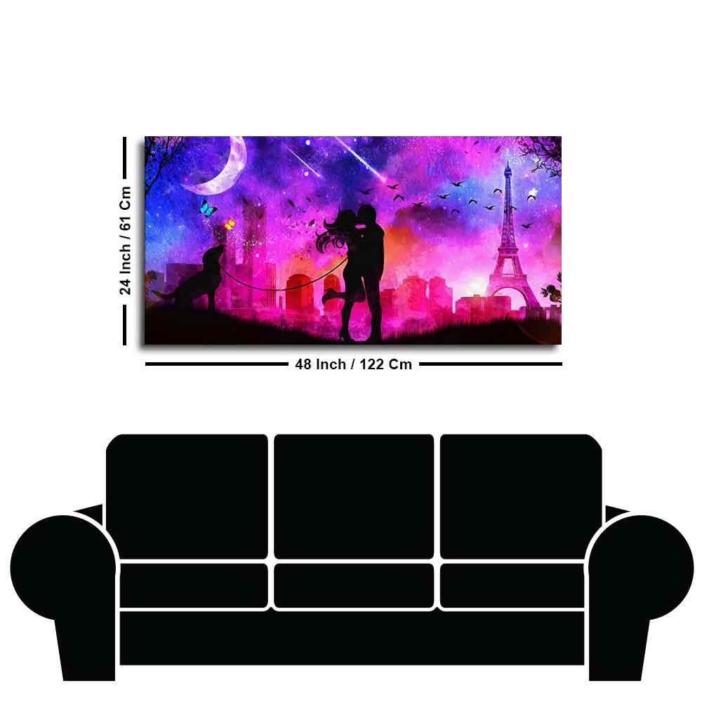 Couple Kissing Modern Abstract Art Wall Painting - Decor Smart
