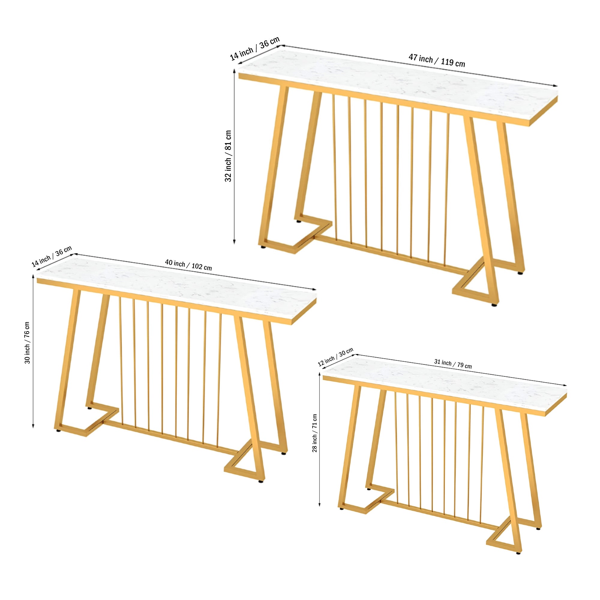 Creative White Marble Golden Top Console Table - Decor Smart