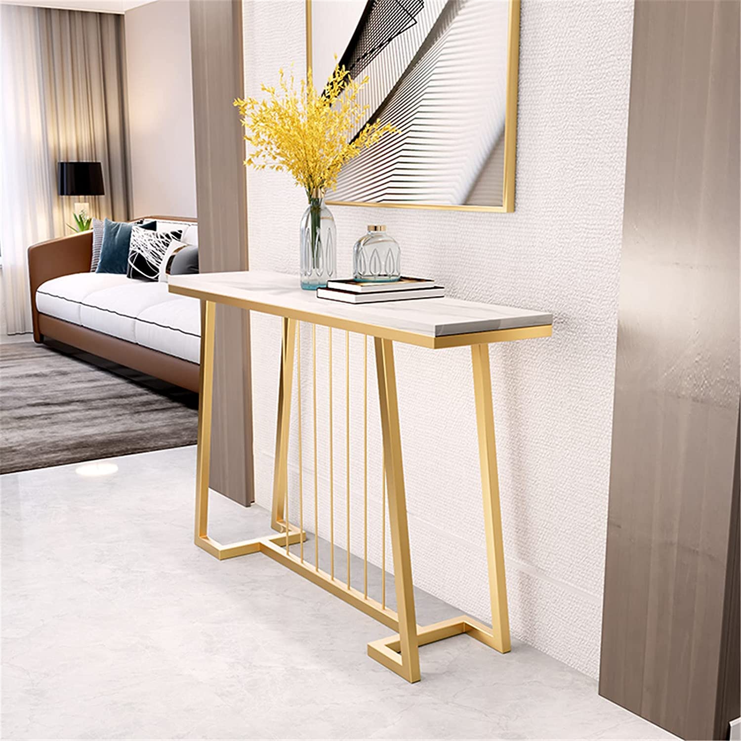 Creative White Marble Golden Top Console Table - Decor Smart